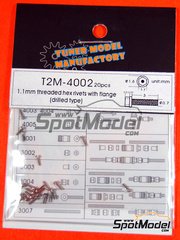 Tuner Model Manufactory: Detail - Threaded hex rivets 1.1mm with flange drilled type - metal pieces - 20 units