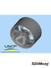 USCP: Rims and tyres set 1/24 scale - Rota IK-R 19 inch - 3D printed parts and rubber parts - 4 units