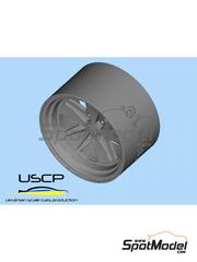 USCP: Set de llantas y neum�ticos escala 1/24 - RSR Porsche Custom 19 pulgadas - piezas impresas en 3D y piezas de goma - 4 unidades