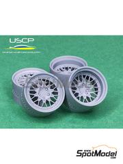 USCP: Rims and tyres set 1/24 scale - Rotiform SJC 19 inches - 3D printed parts and rubber parts - 4 units