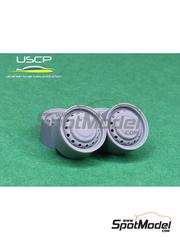 USCP: Rims and tyres set 1/24 scale - Alfa Romeo steel rims with hubcap 14 inch - 3D printed parts and rubber parts - 4 units
