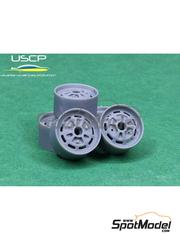 USCP: Rims and tyres set 1/24 scale - Fergat 4 14 inches - 3D printed parts - for Italeri references 3651, ITA3651, 3651S and 3652 - 5 units