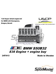 USCP: Motor escala 1/24 - BMW E36 S50B32 - piezas de resina - para la referencia de Hasegawa 20491