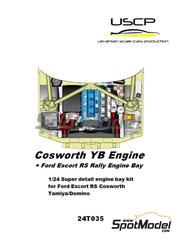 USCP: Motor escala 1/24 - Ford Escort RS Cosworth - fotograbados y piezas de resina - para las referencias de Domino DMN24144 y FCD001, o las referencias de Tamiya TAM24144, TAM24153, TAM24171 y TAM24xxx