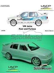 USCP: Transkit 1/24 scale - Volkswagen Jetta sponsored by Fast & Furious - photo-etched parts, resin parts, rubber parts, seatbelt fabric, vacuum formed parts, water slide decals and assembly instructions - for Fujimi references FJ03242, FJ12484, RS-47, FJ126760, RS-47, FJ126937 and RS-22 image