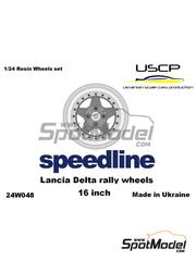 USCP: Rims and tyres set 1/24 scale - Speedline Rally 16 inches - resin parts and rubber parts - for Hasegawa references 20289, 20343, 25005, CR-5, 25208 and HACR08, or Italeri references 3658 and 3689 - 4 units image