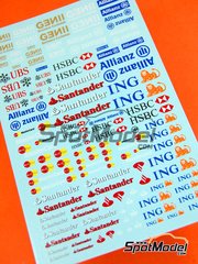 Virages: Logotypes 1/24 scale - Ing Direct, Allianz, HSBC, UBS, Banco Santander, Genii, Master Card - water slide decals
