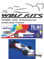 Wolf Kits: Car scale model kit 1/20 scale - Toleman Hart TG185 #19, 20 - Teo Fabi (IT) - Test Silverstone 1985 - photo-etched parts, resin parts, rubber parts, water slide decals, white metal parts, other materials and assembly instructions