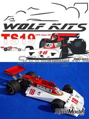 Wolf Kits: Car scale model kit 1/20 scale - Surtees Ford TS-19 sponsored by Goji #18 - Noritake Takahara (JP) - Japanese Formula 1 Grand Prix 1976 - photo-etched parts, resin parts, rubber parts, vacuum formed parts, water slide decals, white metal parts, other materials and assembly instructions