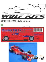 Wolf Kits: Car scale model kit 1/20 scale - Footwork Hart FA17 sponsored by Philips, Power Horse #16, 17 - Ricardo Rosset (BR), Jos Verstappen (NL) - Late season, Formula 1 World Championship 1996 - photo-etched parts, resin parts, rubber parts, water slide decals, white metal parts, other materials and assembly instructions