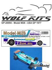 Wolf Kits: Car scale model kit 1/20 scale - McLaren Ford M28 sponsored by Lwenbru #7 - John Watson (GB) - USA East Watkins Glen Grand Prix 1979 - photo-etched parts, resin parts, rubber parts, turned metal parts, vacuum formed parts, water slide decals, white metal parts, other materials and assembly instructions