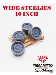 Yamamoto Model Parts: Rims 1/24 scale - Wide Steelies 16 inches - 3D printed parts - 4 units