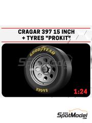 Yamamoto Model Parts: Rims and tyres set 1/24 scale - Cragar 397 15 inches - 3D printed parts