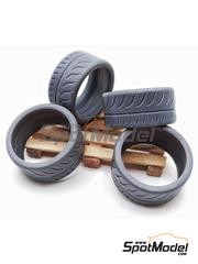 Yamamoto Model Parts: Tyre set 1/24 scale - Toyo Proxes R888R semi slick 18 inches - 3D printed parts - for Yamamoto Model Parts references YMPRIM10, YMPRIM13 and YMPRIM7 - 4 units