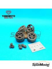 Yamamoto Model Parts: Rims and tyres set 1/24 scale - Advan Racing GT4 18 inches - 3D printed parts and water slide decals - 4 units image