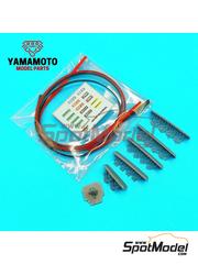 Yamamoto Model Parts: Seatbelts 1/24 scale - Racing Seatbelts 4 points Black & Red - 3D printed parts, water slide decals and other materials