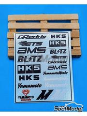 Yamamoto Model Parts: Logotypes 1/24 scale - Intercooler logos: HKS, GReddy, ETS, AMS, BLITZ, HKS, AMS, Yamamoto, ... - water slide decals