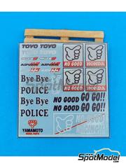 Yamamoto Model Parts: Logotypes 1/24 scale - Kanjo Logos (Set 1): Toyo, Advan, Bye bye Police, Not good Racing, Skunk2. - water slide decals