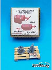 Yamamoto Model Parts: Fire extinguisher 1/24 scale - Car Fire extinguisher with bracket - 3D printed parts and water slide decals - 1 units