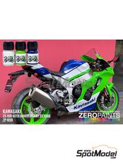 Zero Paints: Set de pinturas para aergrafo - Verde - Azul - Blanco - Kawasaki ZX-10R 40th Anniversary - Green - Blue - White - 3 x 30ml - para la referencia de Meng Model MT-007