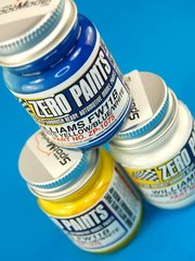 Zero Paints: Set de pinturas para aergrafo - Williams Honda FW11B Labatts - Blue + White + Yellow  : Azul + Blanco + Amarillo - 3 x 30ml - para Aergrafo