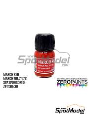 Zero Paints: Pintura para aergrafo - Rojo March F1 Red STP Sponsored - 1 x 30ml - para las referencias de Model Factory Hiro MFH-K228, K-228, MFH-K248, K-248, MFH-K249 y K-249, o las referencias de Tameo Kits SLK107, SLK114 y TMK448