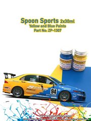 Zero Paints: Set de pinturas para aergrafo - Azul y amarillo Spoon Sports - 2 x 30ml