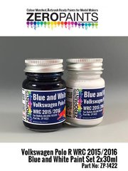 Zero Paints: Set de pinturas para aergrafo - Azul y blanco para Volkswagen Polo R WRC 2015/2016 - 2 x 30ml - para las referencias de Belkits BEL010, BEL-010, BEL011, BEL-011, BEL012 y BEL-012