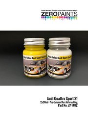 Zero Paints: Set de pinturas para aergrafo - Amarillo y blanco Audi Quattro Sport S1 - 2 x 30ml - para las referencias de Beemax Model Kits B24017, 103982 y BX24035