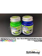 Zero Paints: Paints set for airbrush - BMW M3 E30 - DTM 1988 Team Alpina Green and Blue - 2 x 30ml - for Decalcas reference DCL-DEC007 image