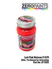 Zero Paints: Pintura para aergrafo - Rosa McLaren F1 Lark Pink - 1 x 60ml - para la referencia de Aoshima AOSH-007518, o las referencias de Fujimi FJ12579 y RS-91, o las referencias de Model Factory Hiro MFH-K378 y K-378, o la referencia de Renaissance Models 041C
