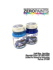Zero Paints: Paints set for airbrush - Light Blue and Dark Blue Paint for Chevrolet Cruze 1.6T - World Touring Car Championship (WTCC) 2012 - 2 x 30ml - for Beemax Model Kits references B24003 and Aoshima 082997 image
