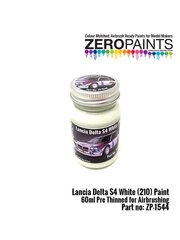 Zero Paints: Pintura para aer�grafo - Blanco Lancia Delta S4 White 210 - 1 x 60ml - para las referencias de Beemax Model Kits B24020, 09885 y 098851, o las referencias de Model Factory Hiro MFH-K521, K-521, MFH-K522, K-522, MFH-K523, K-523, MFH-K544, K-544, MFH-K545 y K-545, o las referencias de Nunu PN24005 y PN24030, o la referencia de Profil24 P24047