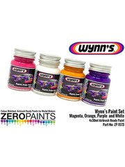 Zero Paints: Paints set for airbrush - Wynn's Sponsor Magenta, Purple, Orange and White - 4 x 30ml