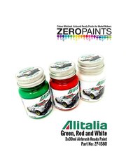 Zero Paints: Paints set for airbrush - Alitalia red, white and green - 3 x 30ml