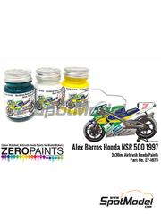Zero Paints: Paints set for airbrush - Alex Barros Honda NSR 500 1997 Green - Yellow - White - 3 x 30ml