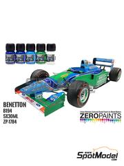 Zero Paints: Paints set for airbrush - Benetton Ford B194 - 5 x 30ml - for Model Factory Hiro references MFH-K860 and K-860