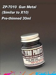 Zero Paints: Pintura para aergrafo - Gris Acero - Gun Metal - Similar to Tamiya X-10 - 1 x 30ml - para aergrafo